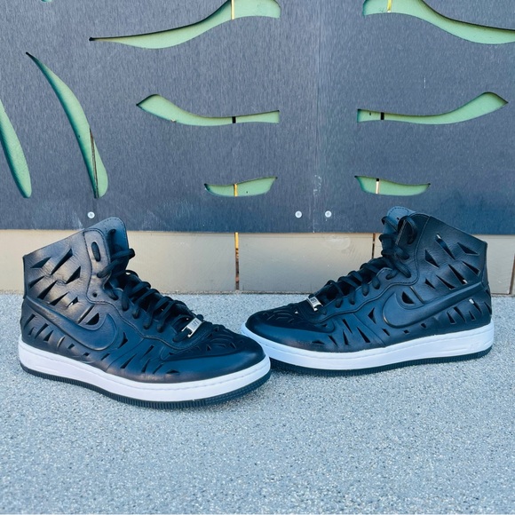 Nike Air Force 1 Ultra Force Mid Joli black Leather Cut Out Sneakers|size 9 - Picture 4 of 11